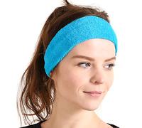 CHARM Sports Running Headband Sweatband - Yoga Fitness Hairband Anti Bacterial Moisture Wicking Bandana Hair Band Men & Women Blue