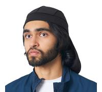 CHARM Under Helmet Cap for Men and Women, Hard Hat Liner & Cooling Welders Cycling Beanie with UV Neck Flap Black