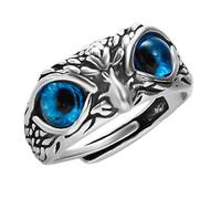 Charm Vintage Cute Simple Owl Eye Ring Silver Color Engagement Wedding Ring Jewelry Gift for Men and Women