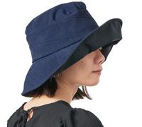 CHARM Womens Summer Beach Sun Hat - Wide Brim Gardening UV Protection Japanese Design Navy
