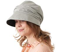 CHARM Womens Summer Sun Hat - Organic Cotton Chemo Wide Brim Cap SPF Protection Light Gray