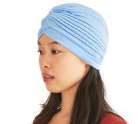 CHARM Womens Turban Hat Head Wrap - Twist Head Cover Costume Chemo Bonnet Cap Sky Blue
