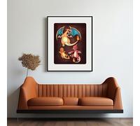 Charmander #004, Charmeleon #005, Charizard #006 - Gen 1 Starter Pokémon Kanto Abstract Art Print. Fan Art for Living Room, Home Decor.A3/A4 (A4 Cardstock Glossy)