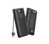 charmast 20000mAh Portable Charger with Wall Plug, Fast Charging Power Bank USB C, 20W PD Battery Pack with Built-in Cables Travel Essential for iPhone 16/15/14, Samsung, iPad More Devices (Black)