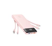 Charmast 20000mAh Power Bank with 4 Built-in Cables, 22.5W Fast Charging Portable Charger for iPhone, Android, iPad, No Extra Cords Needed for Travel, Work, Emergency(DustyPink)