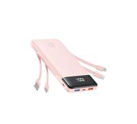Charmast 20000mAh Power Bank with 4 Built-in Cables, 22.5W Fast Charging Portable Charger for iPhone, Android, iPad, No Extra Cords Needed for Travel, Work, Emergency(DustyPink)