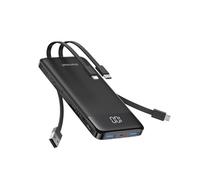 Charmast Portable Charger with Built in 4 Cables, 10000mAh Travel Essential USB C Battery Pack 6 Outputs 3 Inputs 3A Fast Charging Power Bank compatible with iPhone iPad Samsung and More (Black)