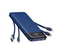 Charmast Power Bank, 20000mAh Built-in 4 Cables Portable Charger, 20W Fast Charging Battery Pack with 4 Ports, USB-C Powerbank for iPhone 16/15/14 Series, iPad, AirPods, Android Phone, and more(Blue)