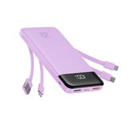 Charmast Power Bank, 20000mAh Built-in 4 Cables Portable Charger, 20W Fast Charging Battery Pack with 4 Ports, USB-C Powerbank for iPhone 16/15/14 Series, iPad, AirPods,Android Phone,and more(Purple)