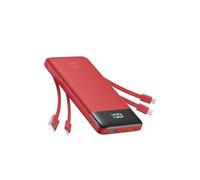 Charmast Power Bank, 20W Built-in 4 Cables Fast Charing Portable Charger, 20,000mAh Battery Pack with 6 Outputs 4 Inputs, USB-C Powerbank for iPhone 16/15/14 Series, AirPods, Android Phones(Flame Red)