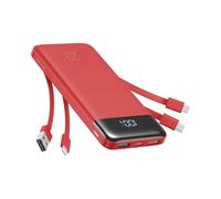 Charmast Power Bank, 22.5W Built-in 4 Cables Fast Charing Portable Charger, 20000mAh Battery Pack 6 Outputs 4 Inputs, USB-C Powerbank for iPhone 16/15/14 Series, AirPods, Android Phones(Flame Red)