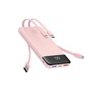 Charmast Power Bank, 22.5W Built-in 4 Cables Fast Charing Portable Charger, 20000mAh Battery Pack with 6 Outputs 4 Inputs, USB-C Powerbank for iPhone 16/15/14 Series, AirPods, Android Phones (Pink)