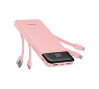 Charmast Power Bank with Built in Cables X 4, 10000mAh USB C Battery pack 6 Outputs 3 Inputs with LED Display Type C Powerbank Portable Charger Compatible with Smartphones Tablets and More