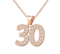 Charmbar 30th Necklace Pendant & Chain Rose Gold plated 925 Sterling Silver with Clear White Crystals 30 Birthday Gift for Women Her Wife Mum Daughter Sister Gift boxed