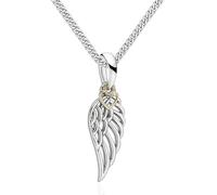 Charmbar Guardian Angel Wing Feather Necklace Sterling Silver Pendant & 20" Rhodium Plated Curb Link Chain Birthday Women Her Girls - Gift Box
