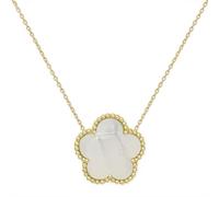 Charmbar White Onyx 5 Leaf Clover Flower Necklace 925 Sterling Silver plated in Gold - 16th 18th 21st 30th 40th 50th 60th Birthday Her Girls Women - Gift Box