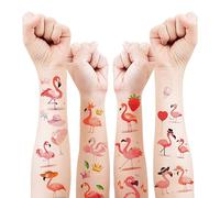 CharmBurst 10 Pack Flamingo Tattoos for Kids, Temporary Tattoos with Flamingo Designs, Hawaii and Tropical Decorations, Summer Party Accessories, Flamingo and Hawaii Party Decor