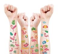 CharmBurst 10 Pieces Flamingo Tattoos for Children, Skin-Friendly Temporary Waterproof Tattoos, Flamingo Party Decorations, Summer Party Accessories, Gift Ideas for Kids' Birthdays