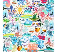 CharmBurst 100 Pieces Beach Stickers for Water Bottles, Marine Animals, Vintage Aesthetics, Y2K Accessories, Waterproof Vinyl Decals for Laptops, Travel, Luggage