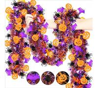 CharmBurst 2 Pcs 2 Meters Halloween Garland Pumpkin Bat Spider Garland Decoration Bright Fall Hanging Garland Metal Window Door Wall Autumn Leaves