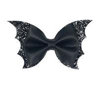 CharmBurst 2 Piece Halloween Hair Clips for Girls, Black Bow with Bat Design, Emo Y2K Accessories for Kids, Skeleton Costume Add-ons, Punk Hair Clip