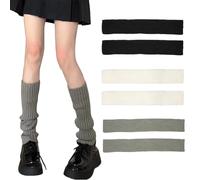 CharmBurst 3 Pairs 50cm Knitted Leg Warmers for Women, Warm Winter Leg Warmers, Long Over-Knee Leg Warmers for Ladies Girls, Kawaii Style 90s Leg Warmers