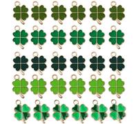CharmBurst 40 Pieces Lucky Charms Pendant, Metal Four-Leaf Clover, St. Patrick's Day Decoration, DIY Craft Supplies, Lucky Charm Necklaces and Bracelets Small Pendants