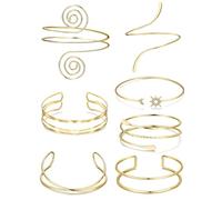 CharmBurst 7 Piece Gold Bangles, Adjustable Upper Arm Bangles, Boho Bracelets, Waterproof Jewellery, Gold Bangle Set, Punk Bracelet, Upper Arm Bangle