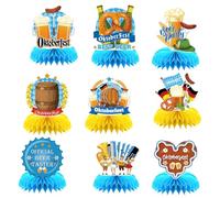 CharmBurst 9 Pieces Oktoberfest Decoration Set, Bavarian Honeycomb Table Decoration 3D, Wiesn Decor for Oktoberfest Party, Hanging Oktoberfest Decoration Indoor Outdoor
