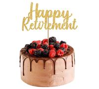 CharmBurst Happy Retirement Cake Topper Gold Glitter Retirement Cake Skewers Retirement Party Decor Retirement Party Accessories For Joyful Retirement