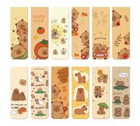 CharmBurst Pack of 12 Magnetic Bookmarks Children with Cute Water Pig Motif, Capybara Magnetic Bookmark, Christmas Bookmark