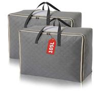 CHARMDI 2 Pack 105L Storage Bags, Wardrobe Storage Organiser, Breathable Large Storage Bags, 3 Sided Zip Top Lid, Duvet Storage Bag with PVC Window for Bedding, Clothes, Moving Home