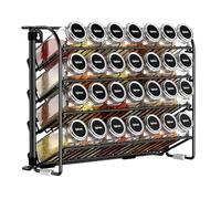CHARMDI Spice rack,4 Tier Spice Rack Free Standing Spice Rack Organiser without Jars Metal Seasoning Rack for Kitchen, Countertop, Cupboard, Pantry, (Black)