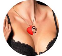 CHARMED 10X Vibrating Premium Silicone Heart Necklace for Women, Men, & Couples. 3 Speeds and 7 Patterns. Red, Rose Gold.