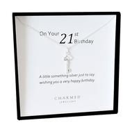 Charmed Jewellery 21st Birthday Gift for Her - Key Necklace in 925 Sterling Silver | Adjustable 16-18" Chain | Personalised Jewellery for Women | Sentimental Keepsake