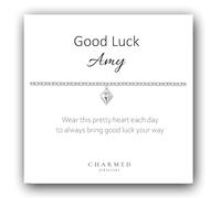 Charmed Jewellery Good Luck Gift, Puffy Heart Bracelet 925 Sterling Silver, Personalised Bracelet for Women and Girls, Lucky Charm, New Chapter, New Job, New Start