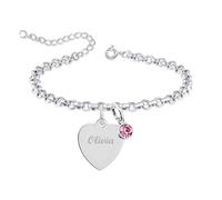 Charmed Jewellery Granddaughter Bracelet with Birthstone Personalised Engraved Name 925 Sterling Silver Gift for Women, Gift for Girl's, Birthday Gift, Personalised Bracelet, Gifts for Her