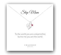 Charmed Jewellery Step Mum Gift Infinity Knot Necklace with Birthstone in 925 Sterling Silver | Adjustable 16-18" Chain | Step Mum Message Card