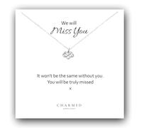 Charmed Jewellery We Will Miss You Infinity Heart Necklace 925 Sterling Silver | Leaving Gift | Adjustable 16-18" Chain | Sentimental Jewellery Gift for Women & Girls