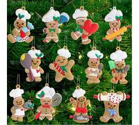 CHarmeFleur 14 Piece Gingerbread Christmas Decorations for the Tree, Baking Gingerbread Man, Christmas Hanging Decoration, Christmas Tree Ornament Party Supplies