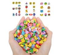 CharmeFleur 300 Pcs Mini Cute Erasers for Kids, Fun Fruit Animals Numbers Cake Smiling Faces Assortment Novelty Erasers for Pupil Prizes Homework Rewards Party Gifts