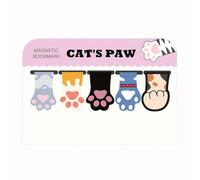 CharmeFleur 5 Piece Magnetic Bookmark Clips Set - Cute Cat Paw Bookmarks for Women, Teachers, Students and Books