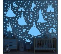 CharmeFleur Ceiling Glow Stars 3-Piece Wall Sticker Removable and Repositionable Fairy Rainbow Butterfly Wall Decal for Girls Room Decor