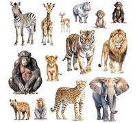 CHarmeFleur Removable 3D Natural Jungle Wild Animals Wall Sticker DIY Safari Tiger Lion Elephant Animal Wall Decal Kids Baby Room Art Decor