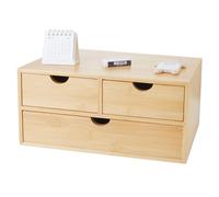 Charmewooden Bamboo Desk Organizer with 3 Drawers, Countertop Organizer with Drawers Makeup Storage Drawer 3 Drawers Tabletop Storage Organization Box Home Office Workspace