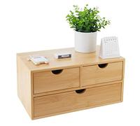 Charmewooden Bamboo Desk Organizer with 3 Drawers Makeup Storage Drawer 3 Drawers Tabletop Storage Organization Box Home Office Workspace Bathroom Toiletries Supplies No Assembly Required