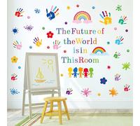 CharmFlo Inspirational Wall Decals for Kids Motivational Classroom Decor with Removable Quotes The Future of The World is in This Room Peel and Stick Wall Stickers Bedroom Nursery School Playroom