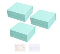 CHARMGIFTBOX 18 x 17 x 8 cm Blue Gift Boxes with Lids 3 Pack, Magnetic Purple Gift Box with Card, Small Collapsible Boxes for Birthday Party Bridesmaid Christmas Presents