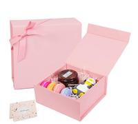 CHARMGIFTBOX 18 x 17 x 8 cm Pink Gift Boxes with Lids 2 Pack, Magnetic Purple Gift Box with Card, Small Collapsible Boxes for Birthday Party Bridesmaid Christmas Presents