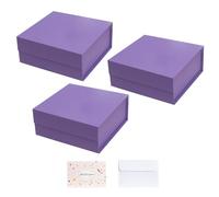 CHARMGIFTBOX 18 x 17 x 8 cm Purple Gift Boxes with Lids 3 Pack, Magnetic Purple Gift Box with Card, Small Collapsible Boxes for Birthday Party Bridesmaid Christmas Presents